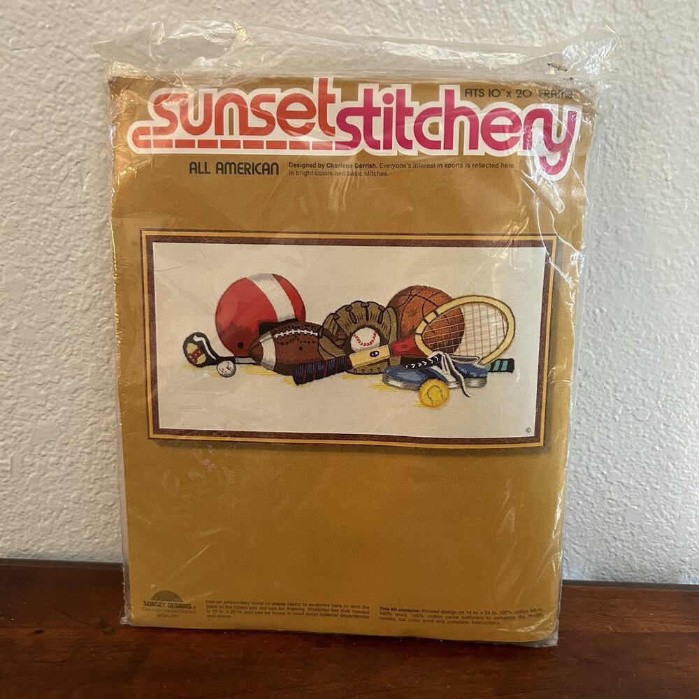 Vtg Sunset Stitchery All American Crewel Embroidery Picture Kit #2601 (1976)
